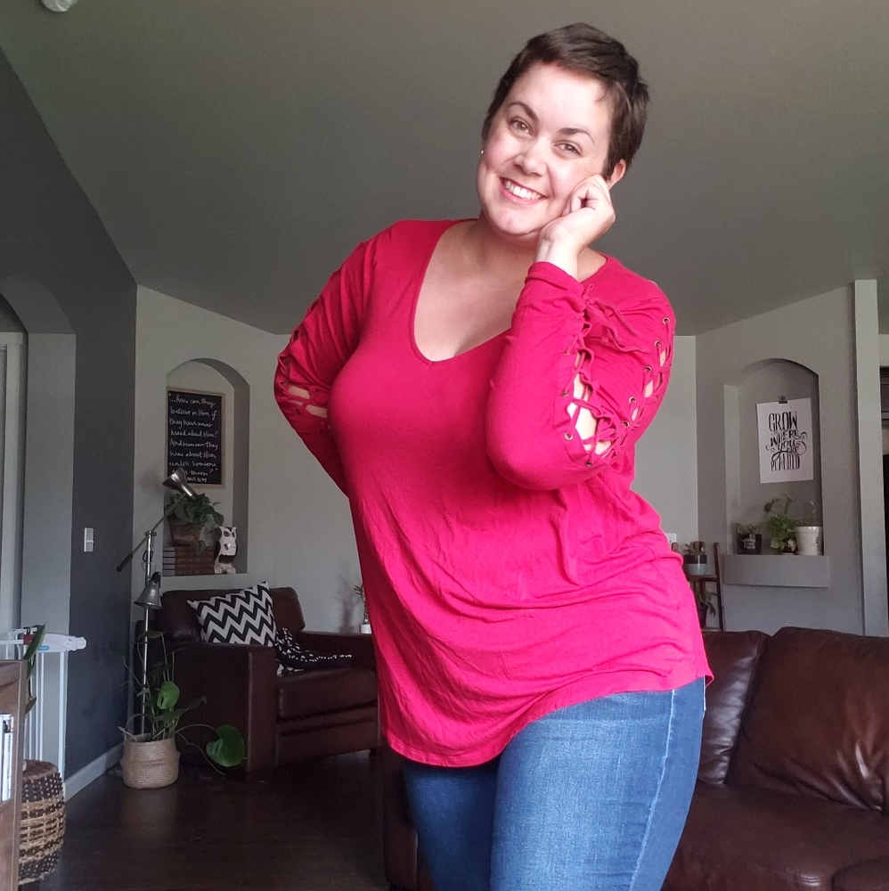 Torrid Tee with lace-up sleaves